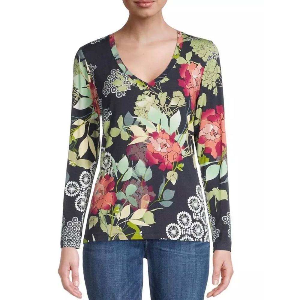 Johnny Was Floral stretchy top NEW